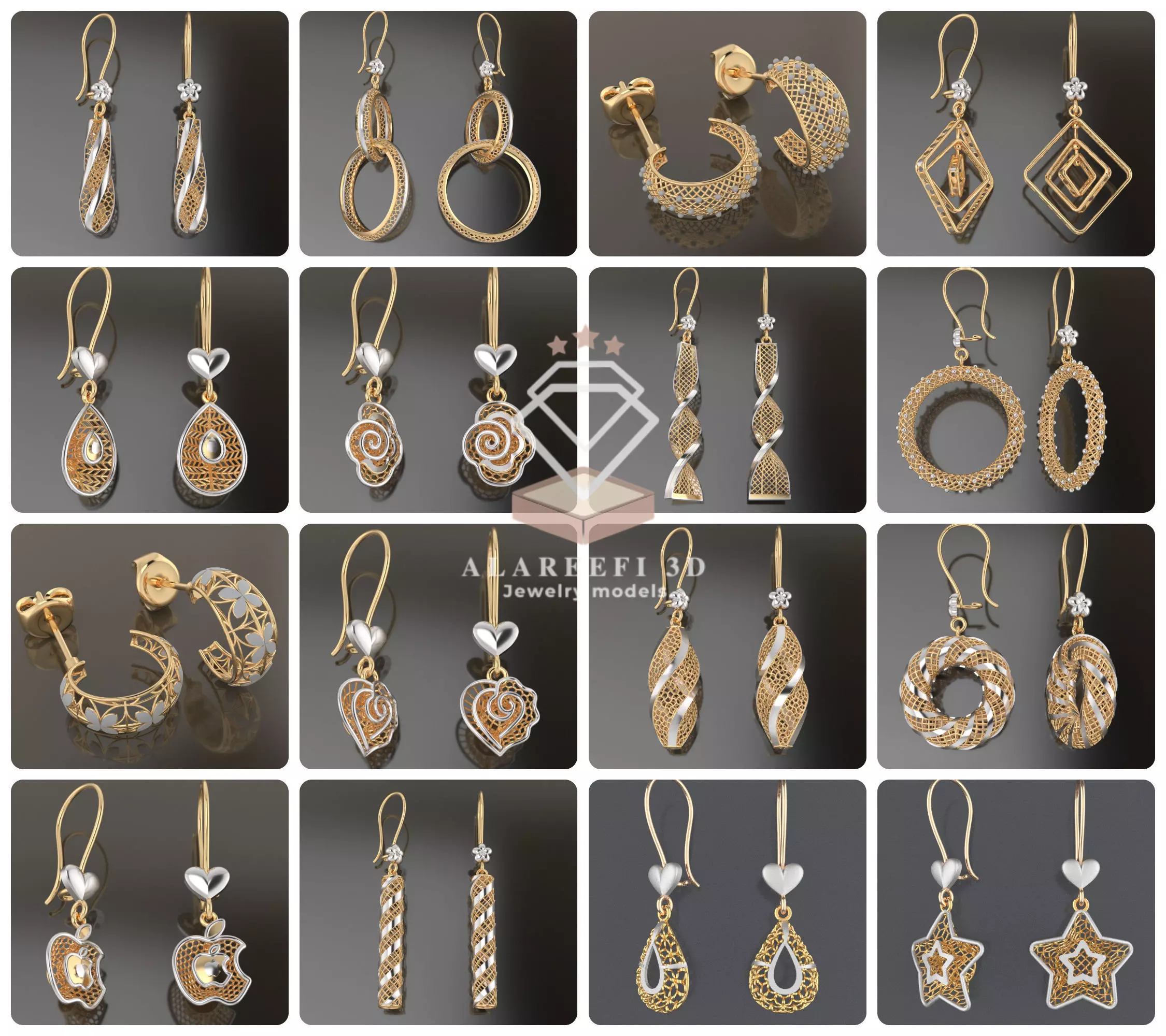 122 Turkish Earrings Exclusive for the first time 3D Model Collection_0