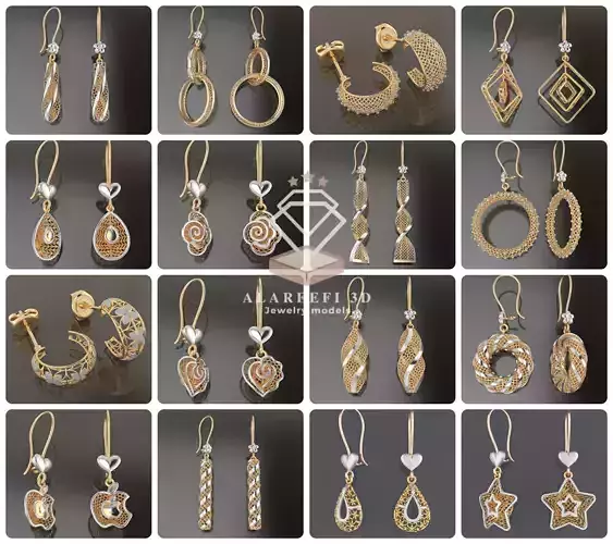 122 Turkish Earrings Exclusive for the first time 3D Model Collection