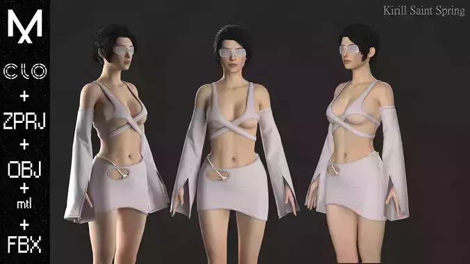 Sexy Outfit Marvelous designer Clo3d OBJ mtl FBX ZPRJ