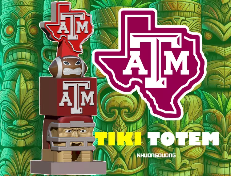 TIKI TOTEM - TEXAS AM AGGIES - 3D PRINT - CNC - NCAA 3D print model_0