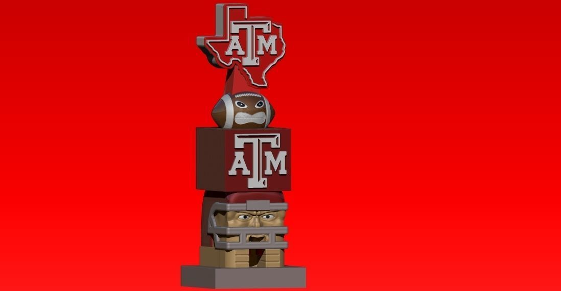 TIKI TOTEM - TEXAS AM AGGIES - 3D PRINT - CNC - NCAA 3D print model_3