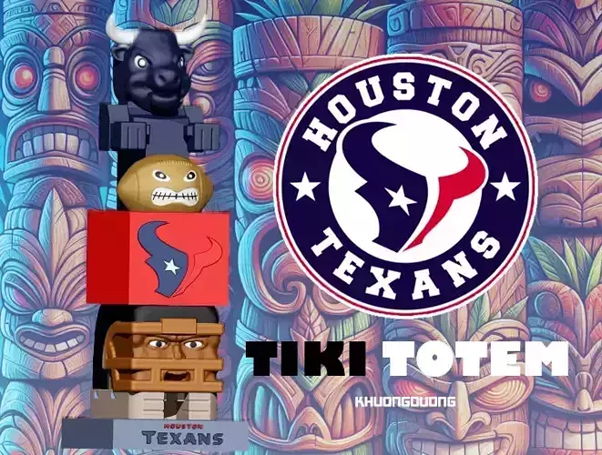 TIKI TOTEM - HOUSTON TEXANS STATUE - 3D PRINT - CNC - NFL