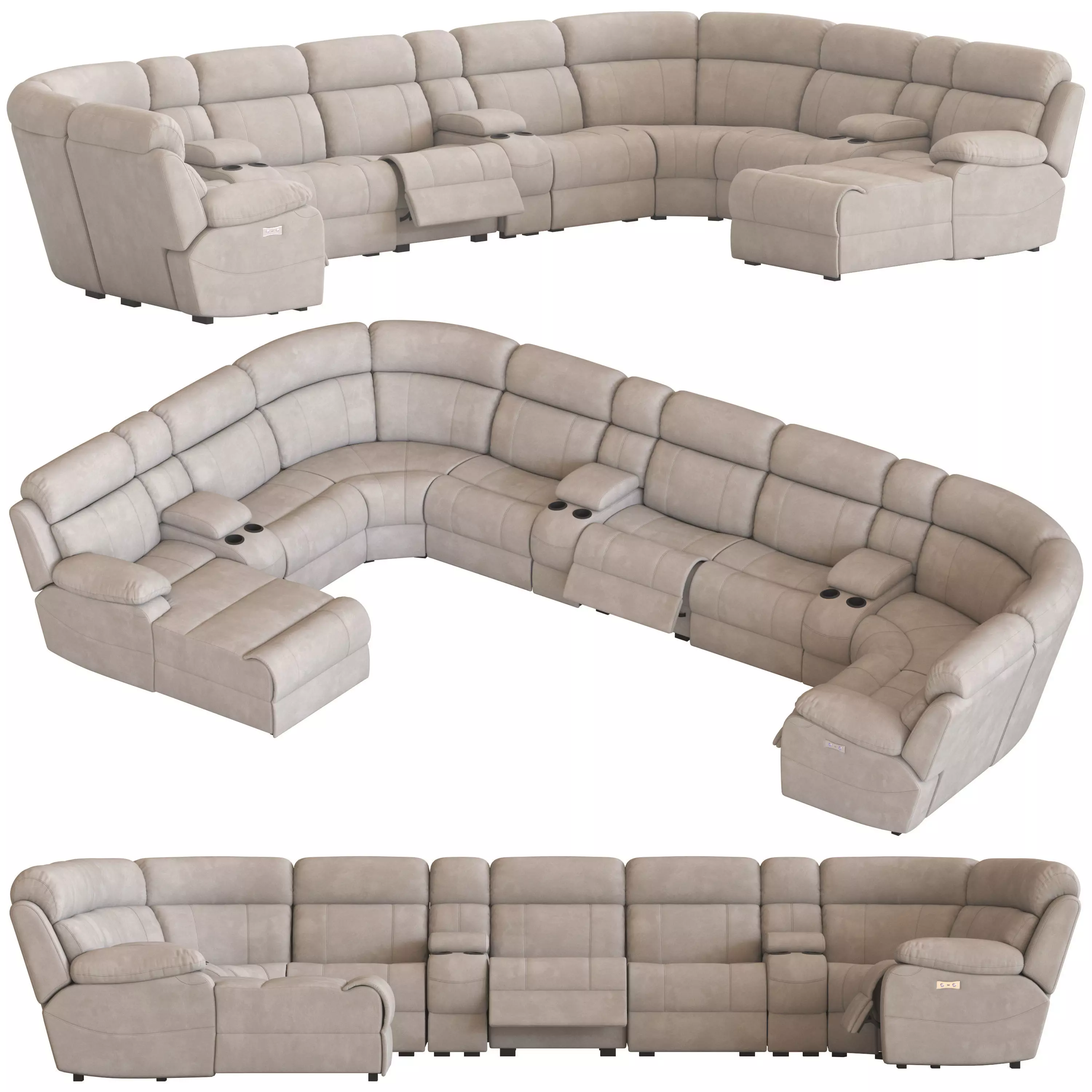 Carmage 6-Seater Corner Sofa with Chaise and Foot lift 3D model