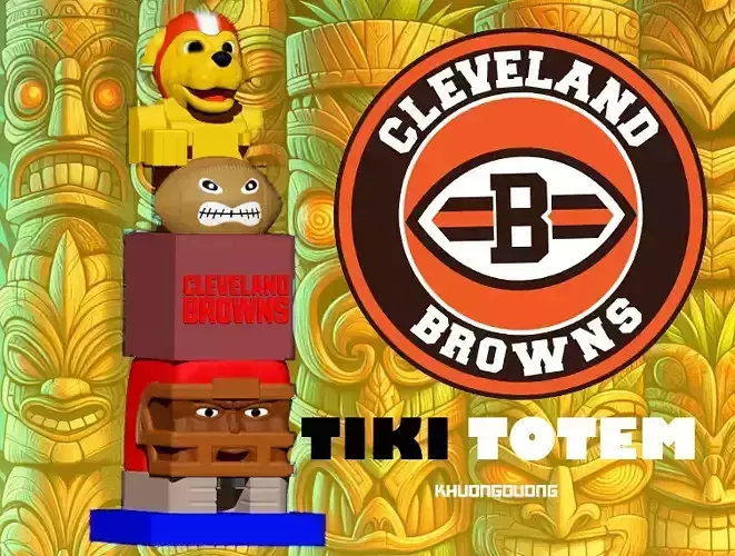 TIKI TOTEM - CLEVELAND BROWNS STATUE - 3D PRINT - CNC 3D print model TIKI TOTEM - CLEVELAND BROWNS STATUE - 3D PRINT - CNC 3D print model