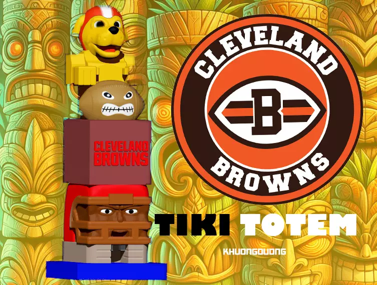 TIKI TOTEM - CLEVELAND BROWNS STATUE - 3D PRINT - CNC 3D print model_0