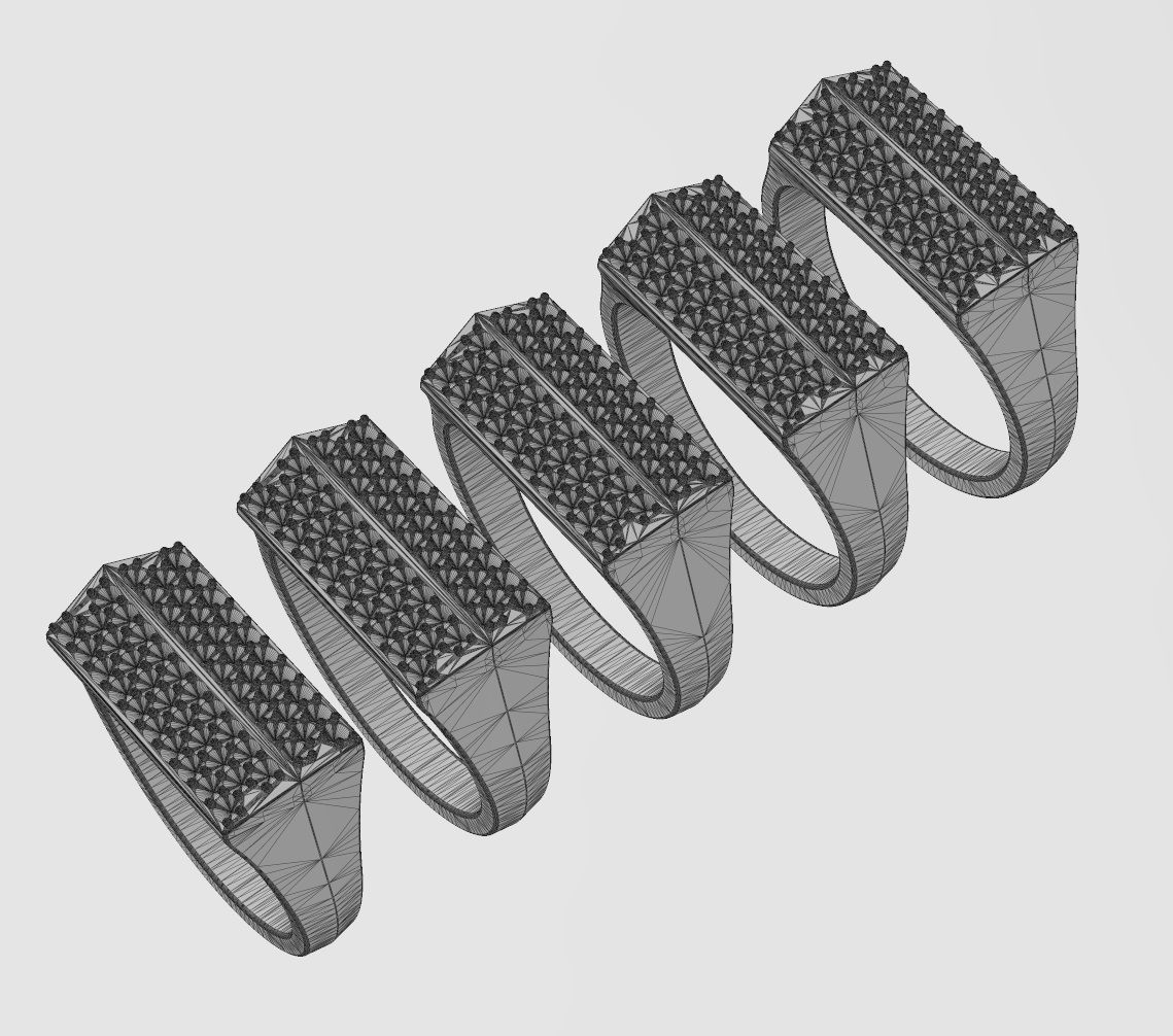 Diamond iced faceted top tapered shank ring US sizes 7to11 3D print model_13