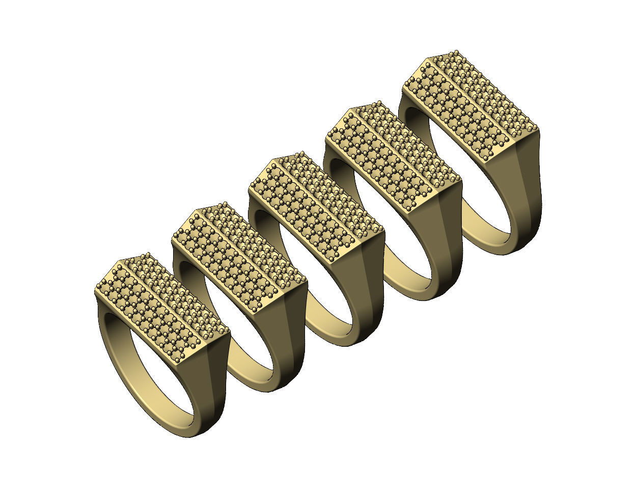 Diamond iced faceted top tapered shank ring US sizes 7to11 3D print model_5