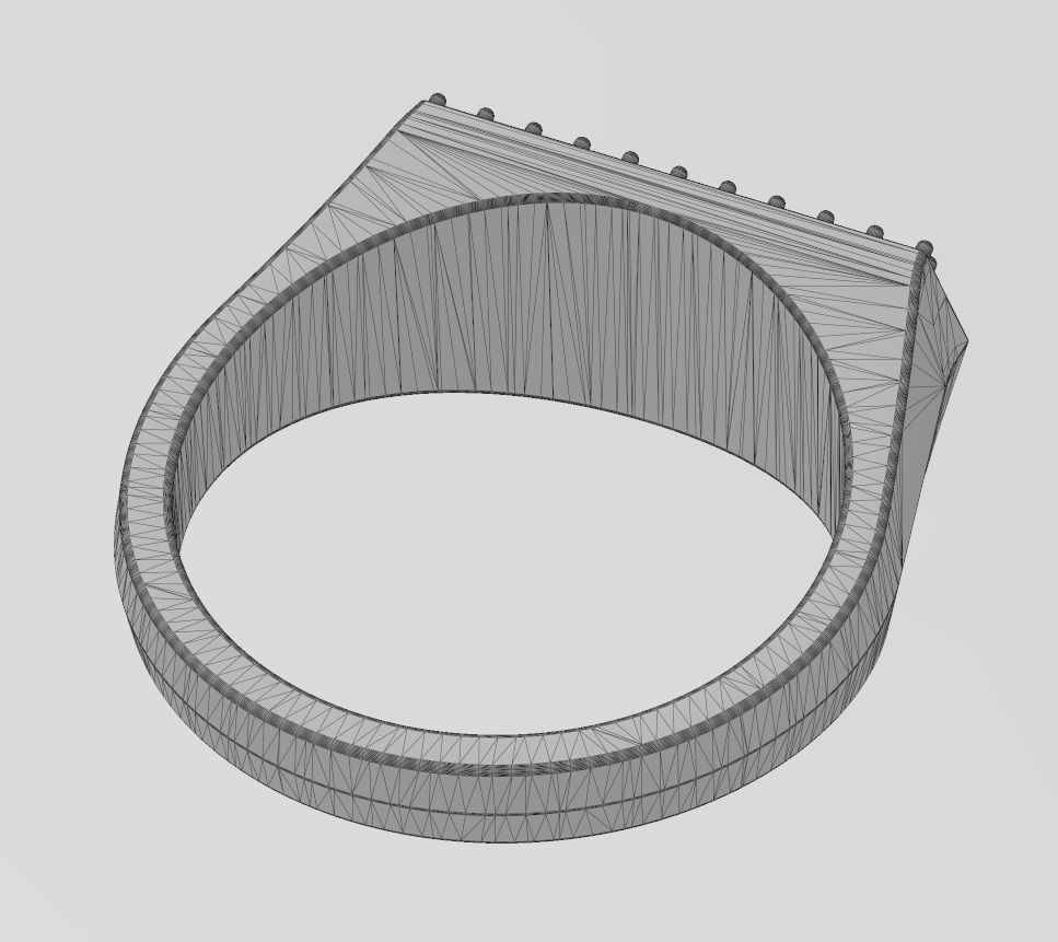 Diamond iced faceted top tapered shank ring US sizes 7to11 3D print model_15