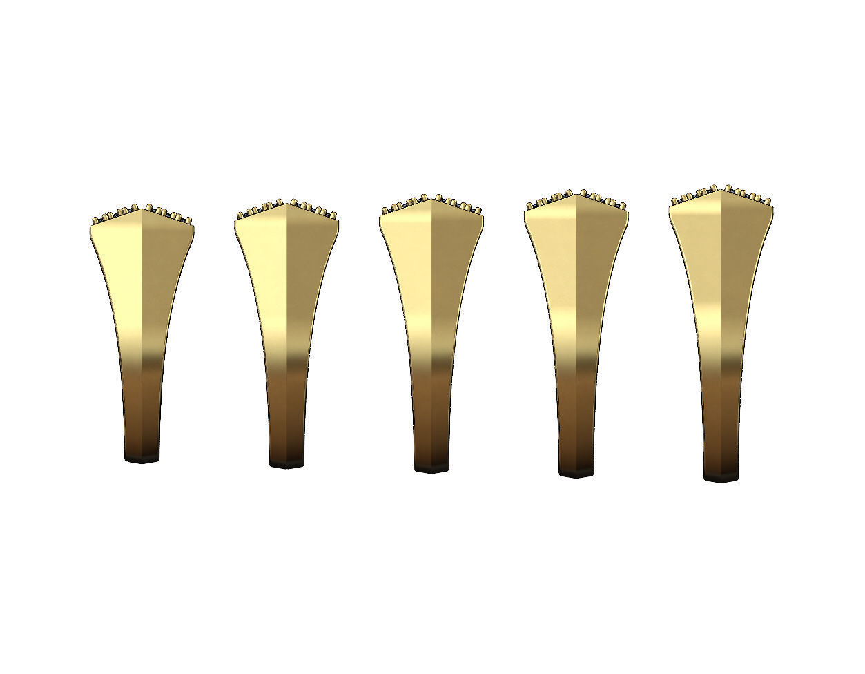 Diamond iced faceted top tapered shank ring US sizes 7to11 3D print model_2