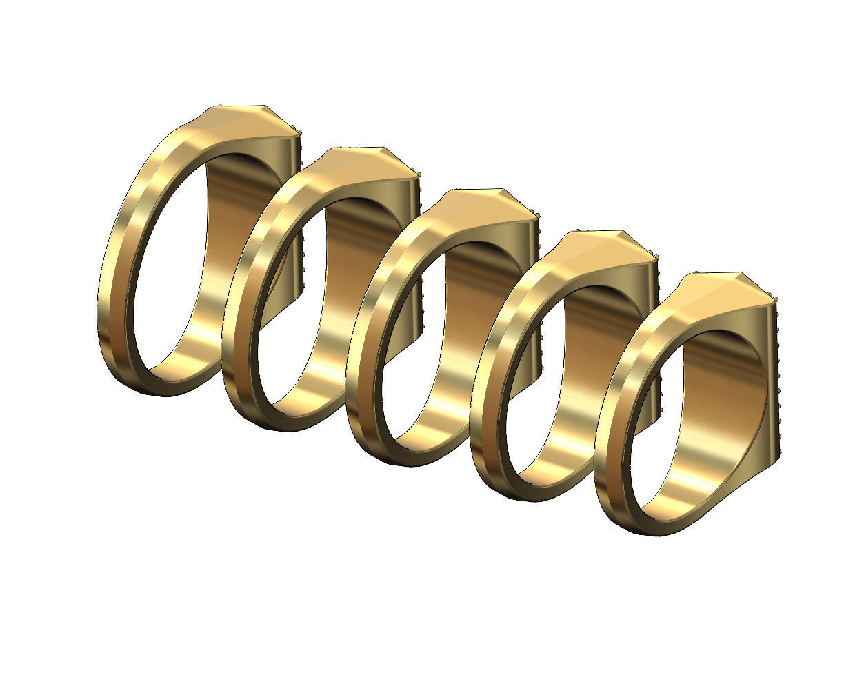 Diamond iced faceted top tapered shank ring US sizes 7to11 3D print model_3