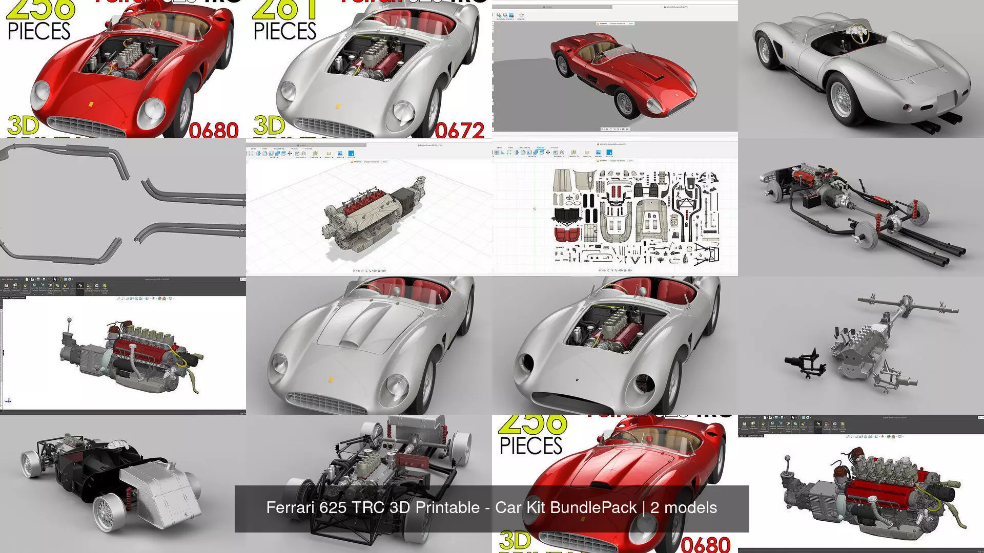 Ferrari 625 TRC 3D Printable - Car Kit BundlePack 3D Model Collection_3