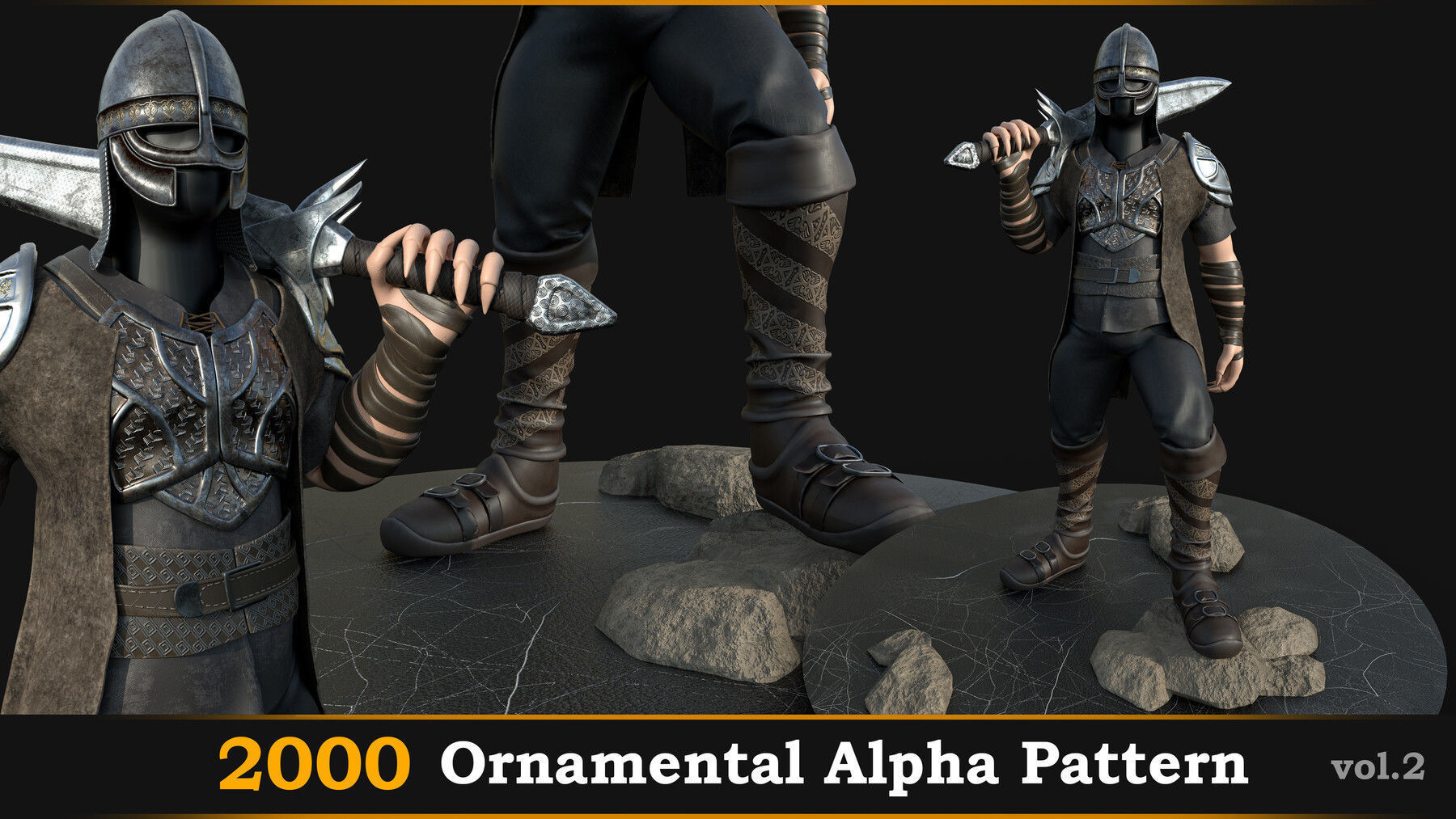 2000 Ornamental Alpha Patterns And Tileable Borders Vol-2 Texture_3
