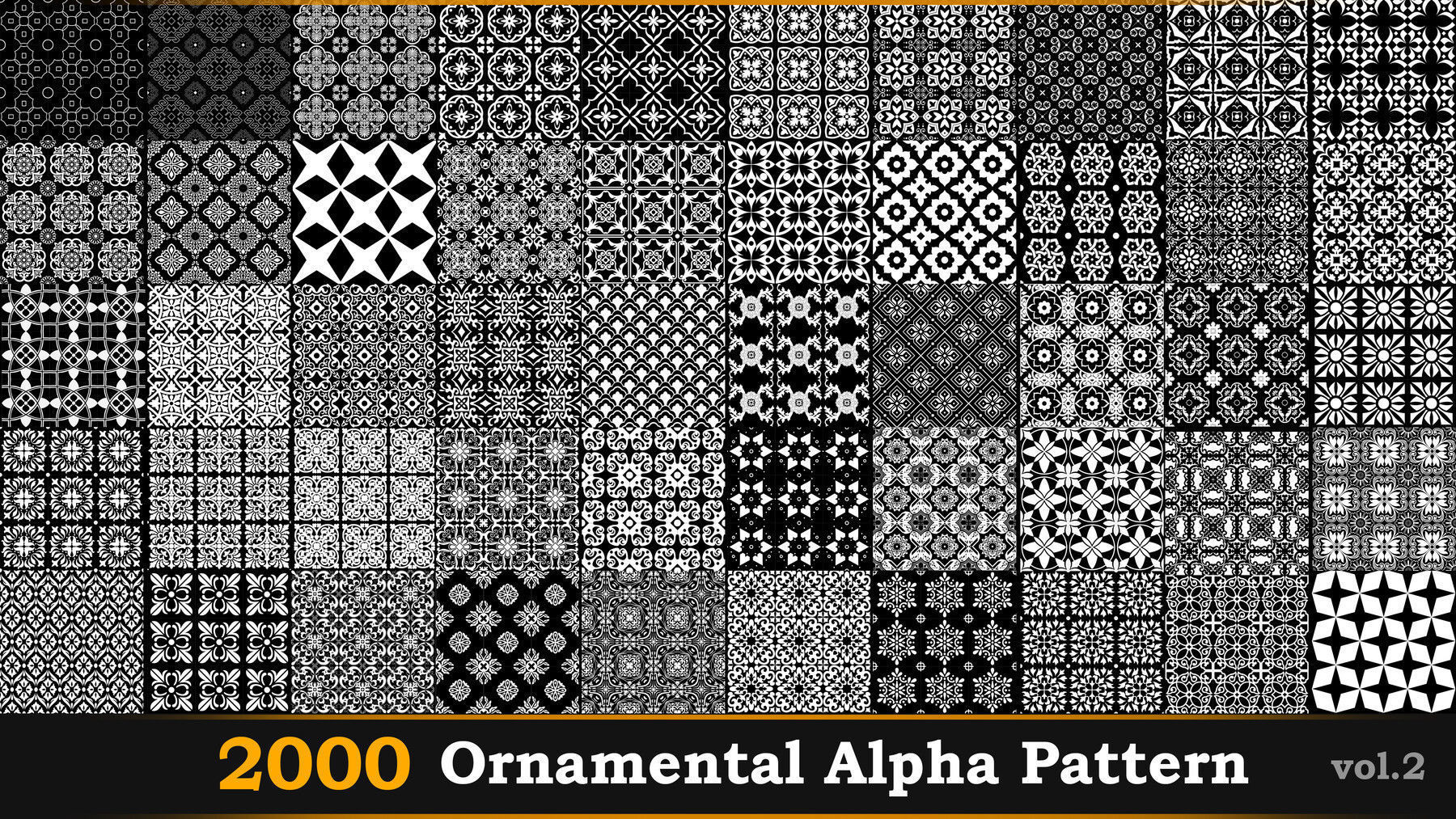 2000 Ornamental Alpha Patterns And Tileable Borders Vol-2 Texture_9