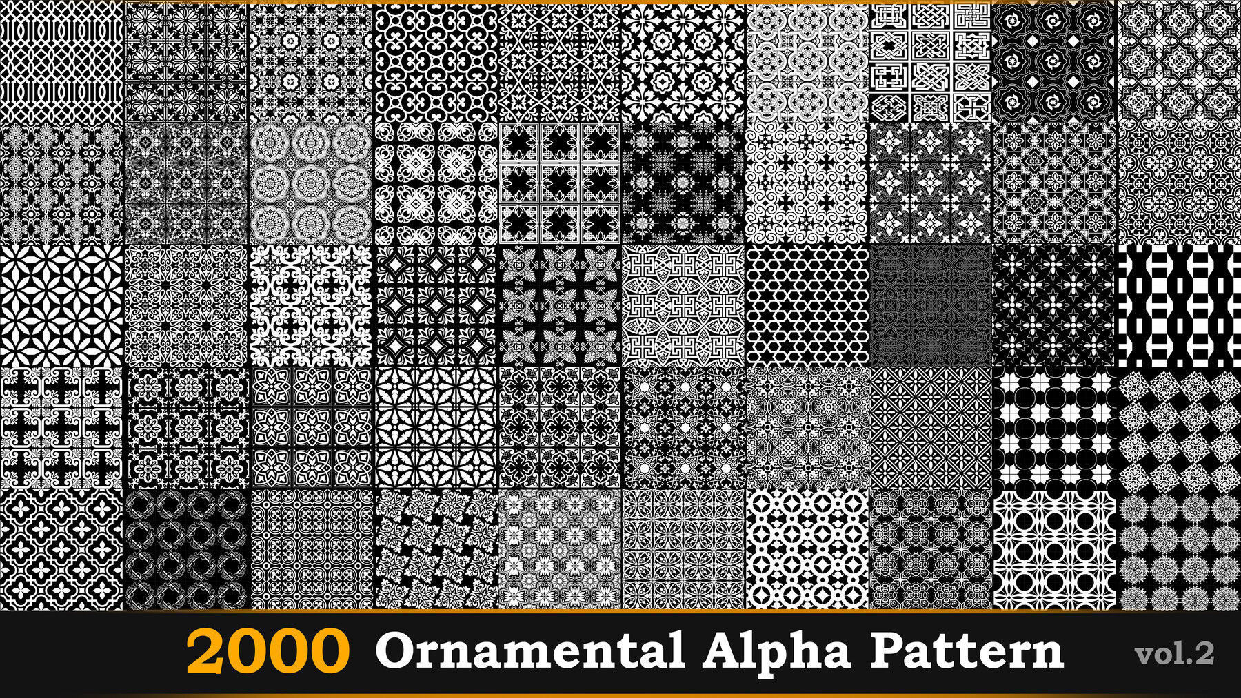 2000 Ornamental Alpha Patterns And Tileable Borders Vol-2 Texture_4