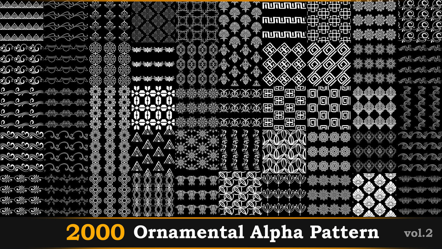 2000 Ornamental Alpha Patterns And Tileable Borders Vol-2 Texture_13