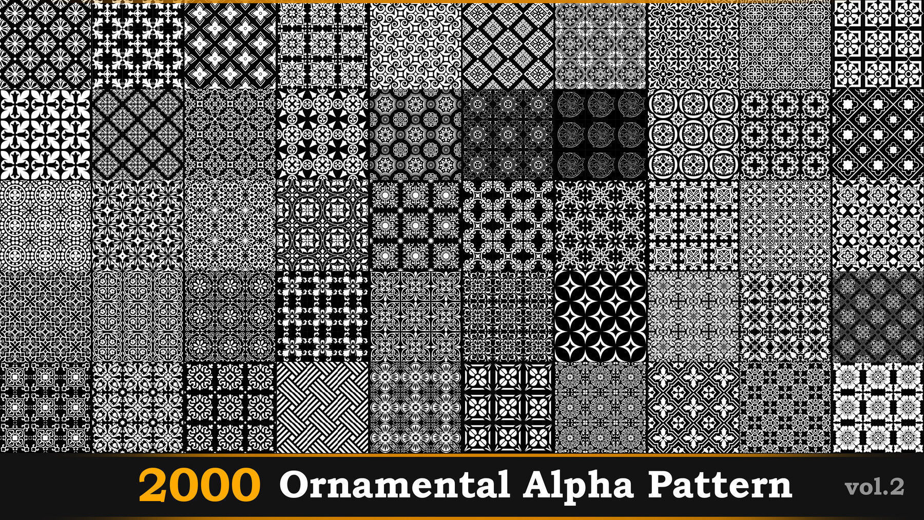 2000 Ornamental Alpha Patterns And Tileable Borders Vol-2 Texture_11
