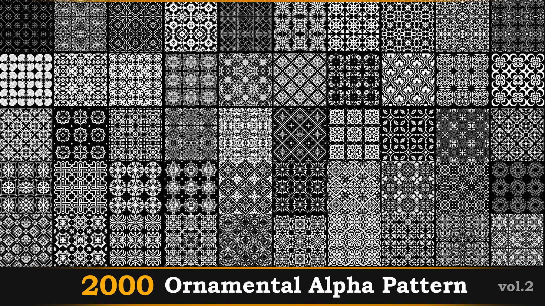 2000 Ornamental Alpha Patterns And Tileable Borders Vol-2 Texture_6