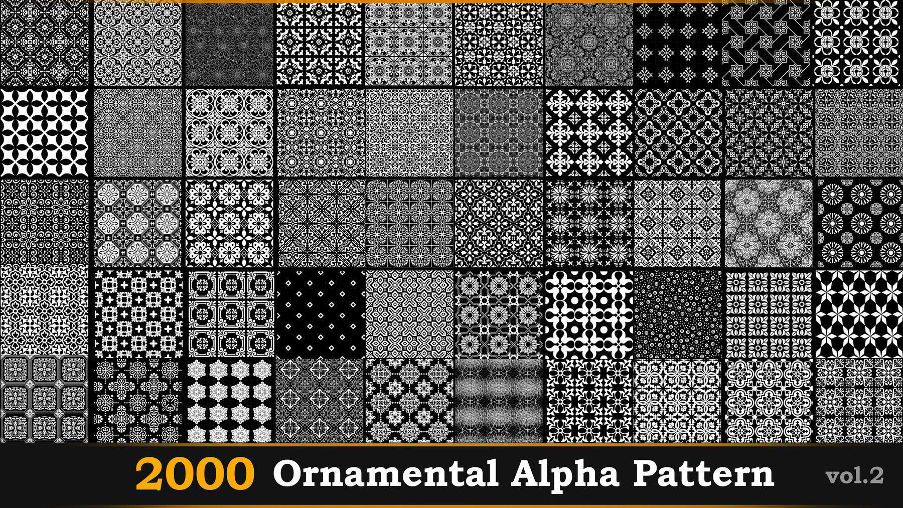 2000 Ornamental Alpha Patterns And Tileable Borders Vol-2 Texture_5