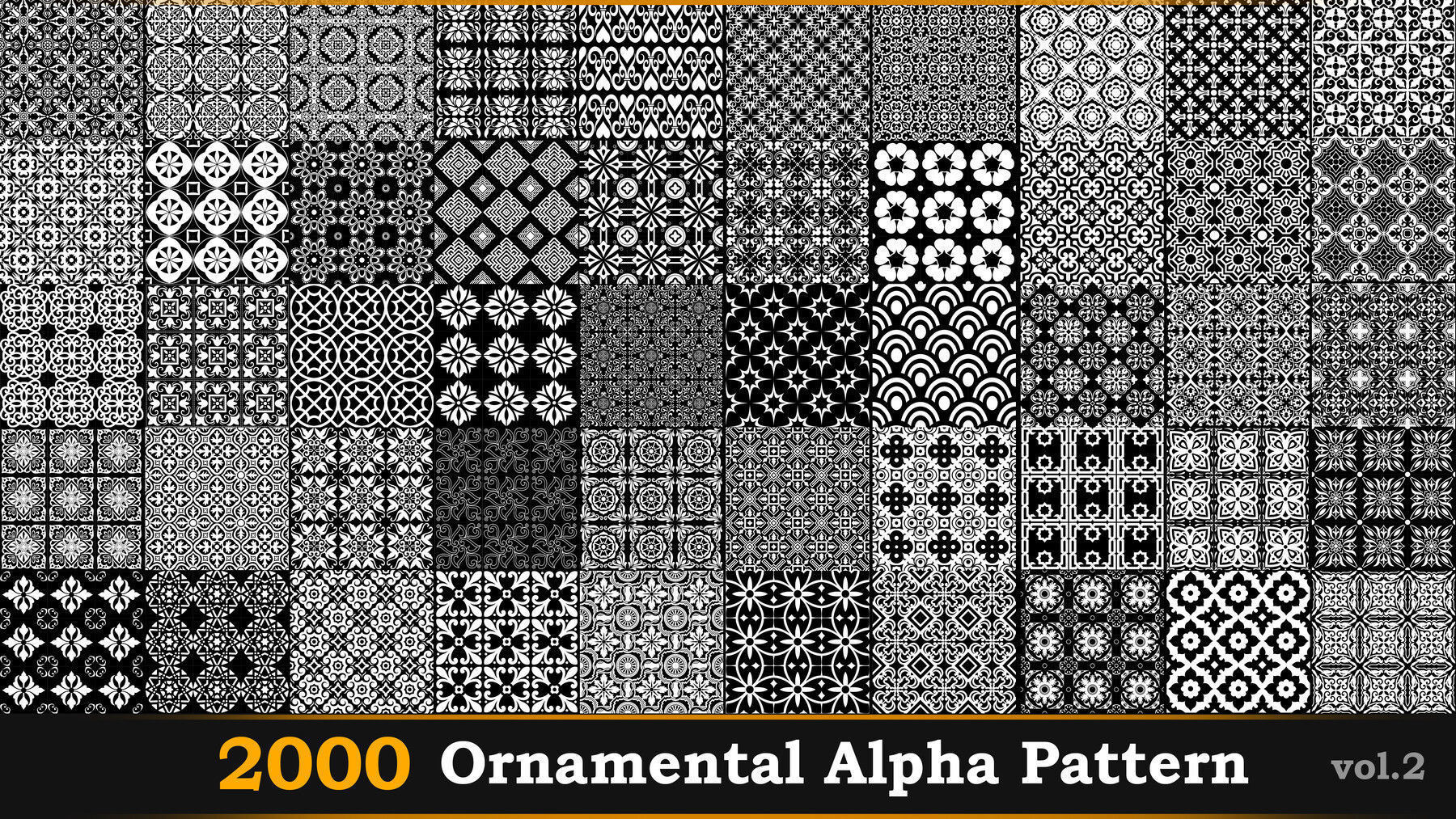 2000 Ornamental Alpha Patterns And Tileable Borders Vol-2 Texture_12