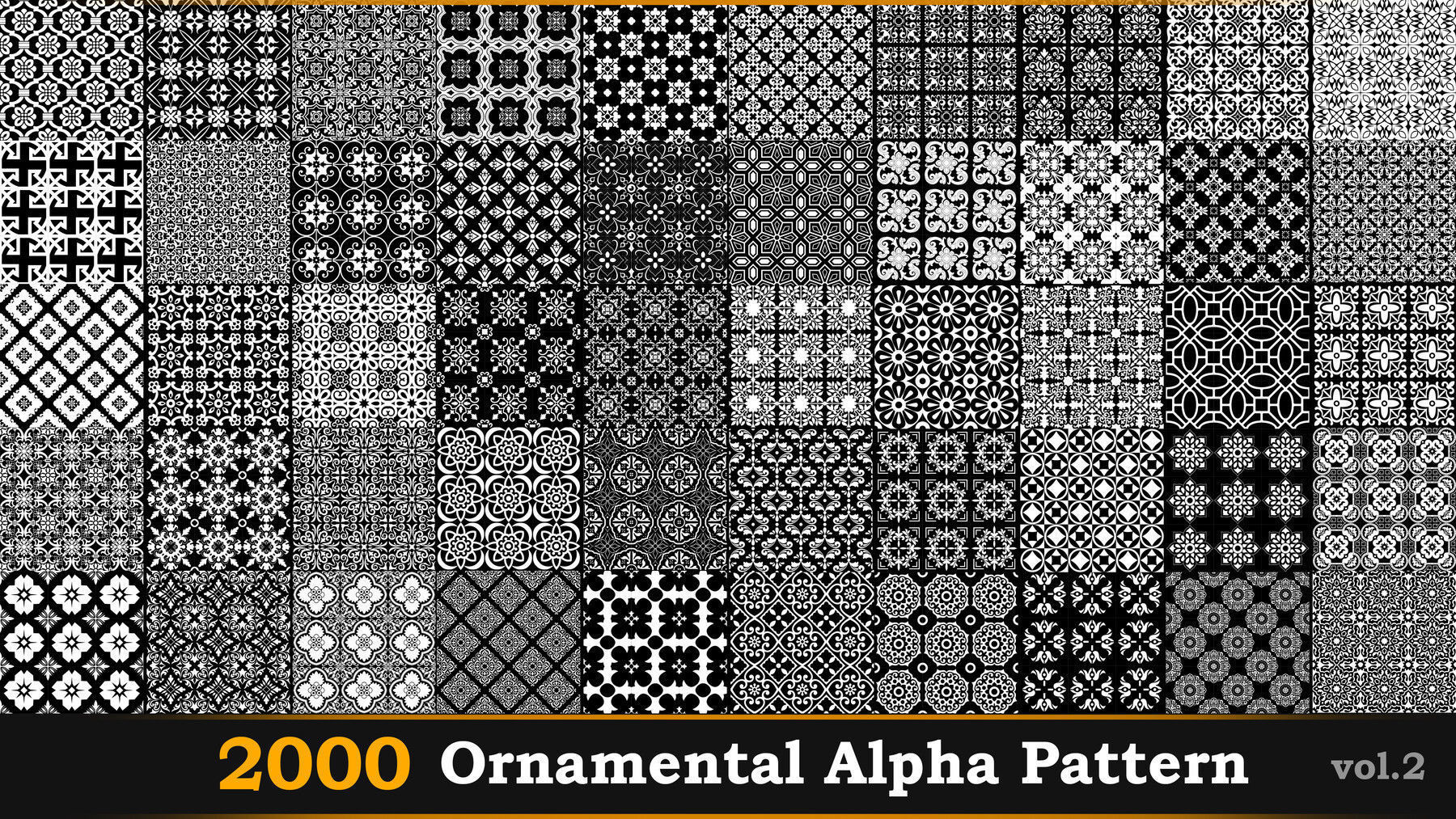 2000 Ornamental Alpha Patterns And Tileable Borders Vol-2 Texture_10