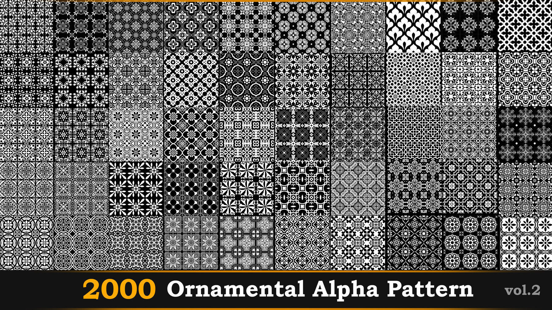 2000 Ornamental Alpha Patterns And Tileable Borders Vol-2 Texture_7