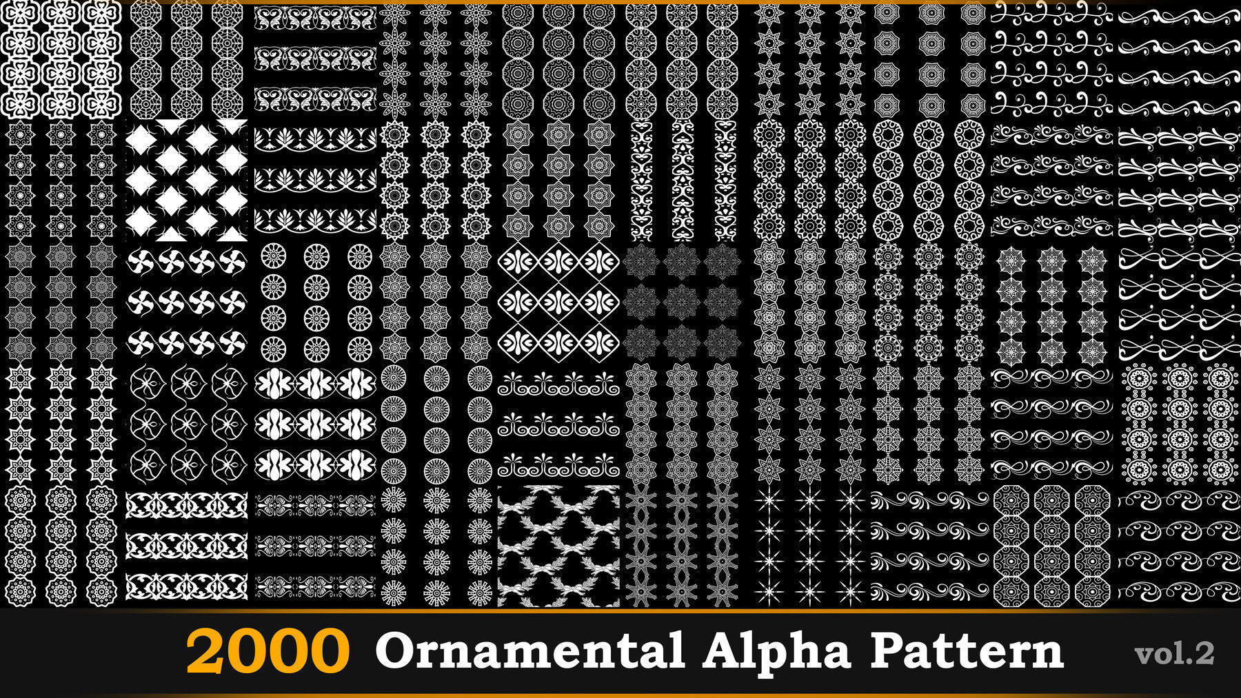 2000 Ornamental Alpha Patterns And Tileable Borders Vol-2 Texture_14