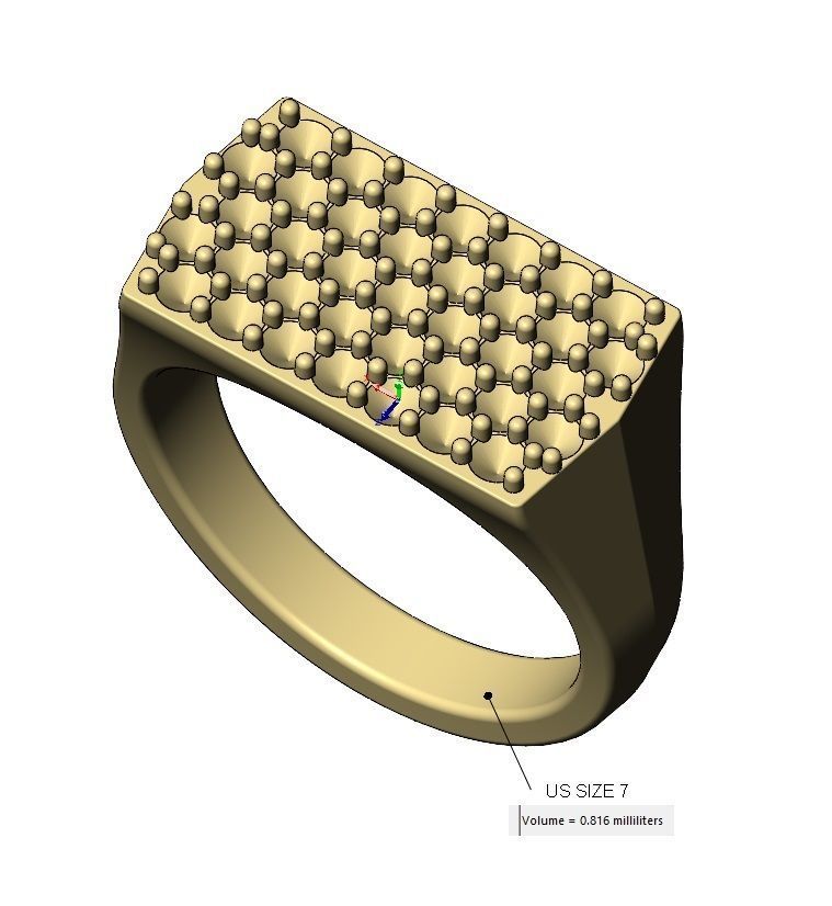 Iced diamond rectangular tapered shank ring US sizes 7to11 3D print model_11