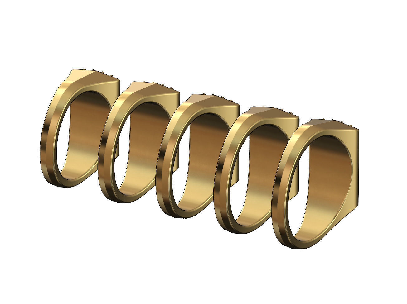 Iced diamond rectangular tapered shank ring US sizes 7to11 3D print model_4