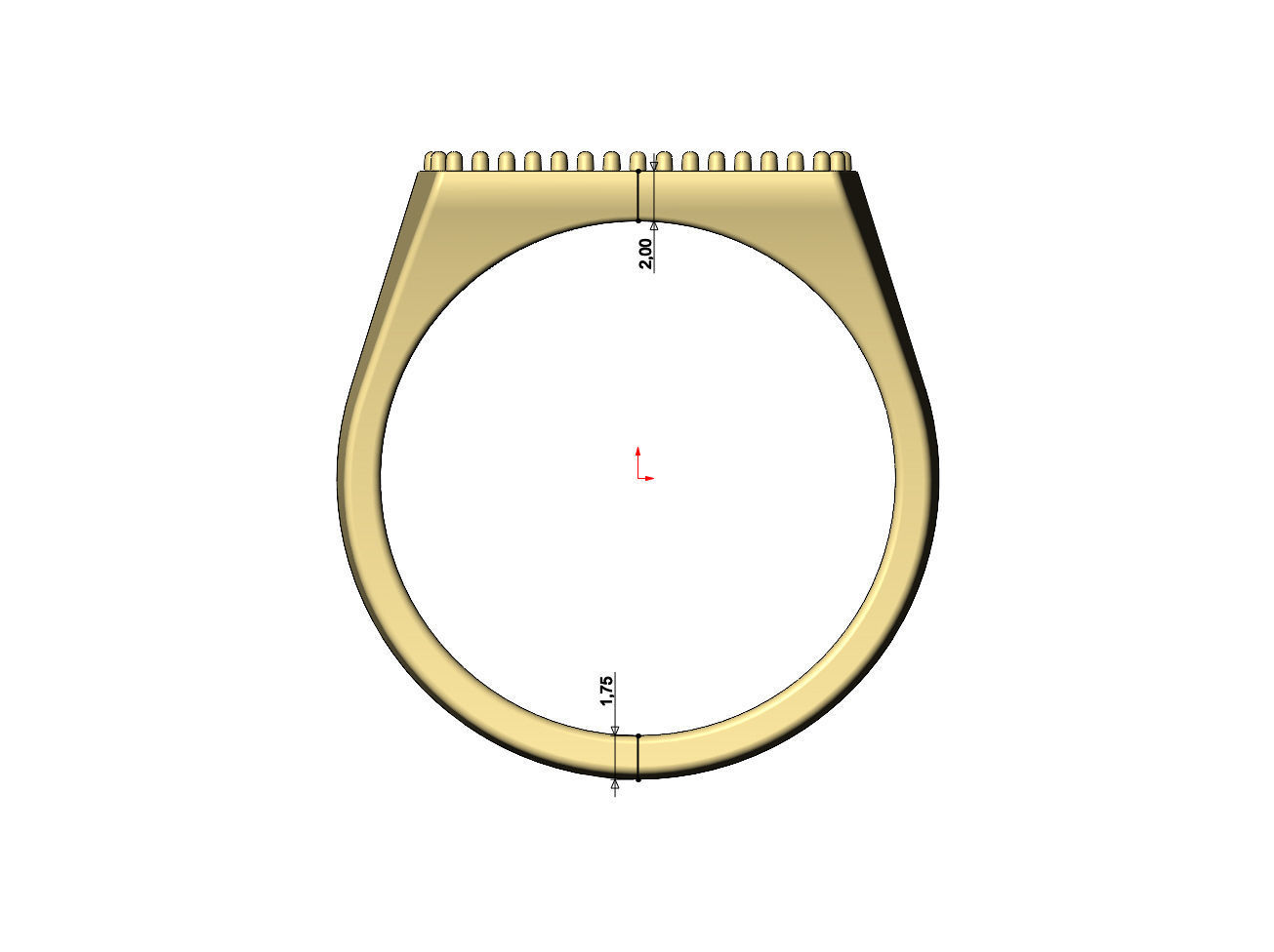 Iced diamond rectangular tapered shank ring US sizes 7to11 3D print model_8