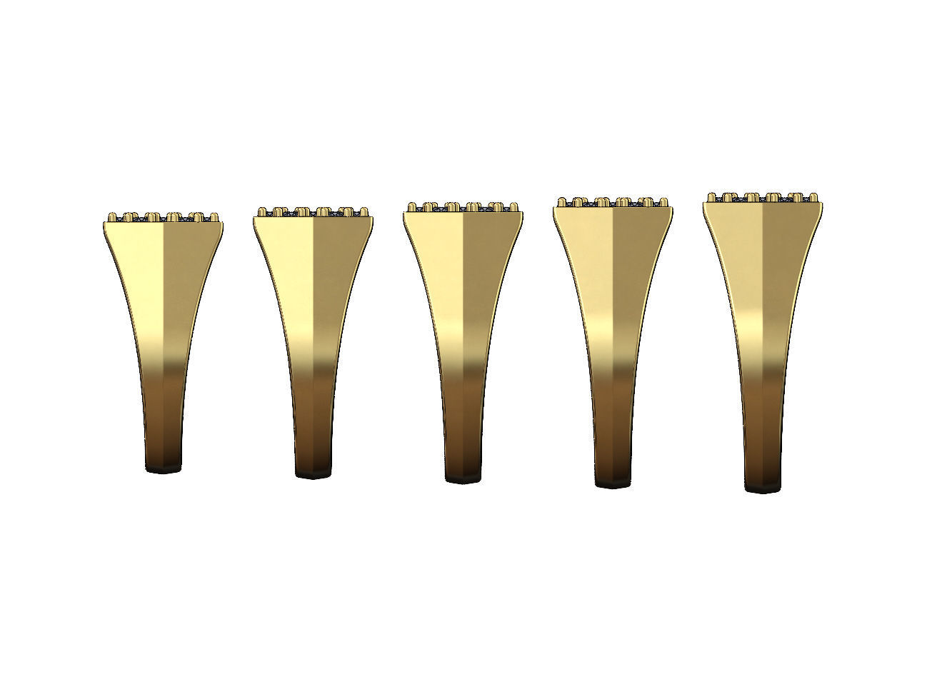 Iced diamond rectangular tapered shank ring US sizes 7to11 3D print model_3