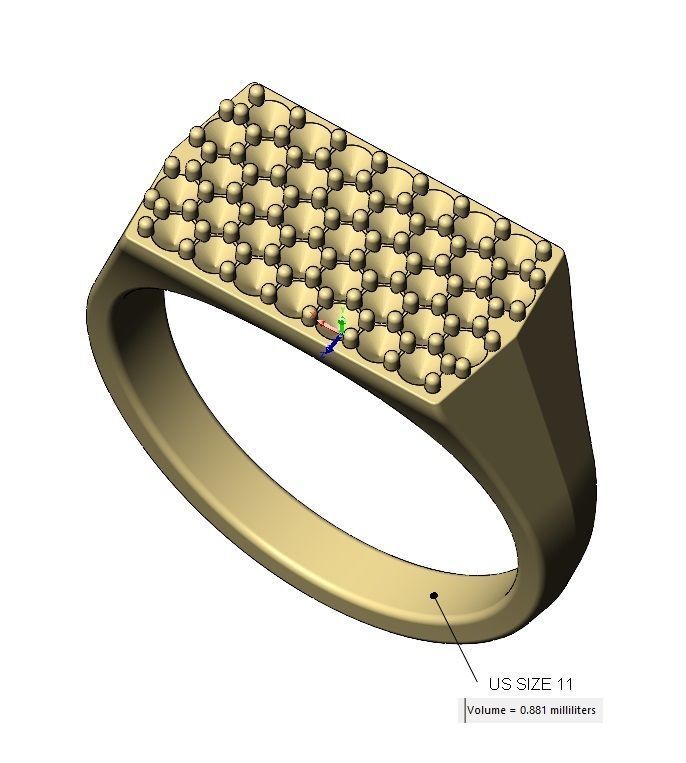 Iced diamond rectangular tapered shank ring US sizes 7to11 3D print model_17