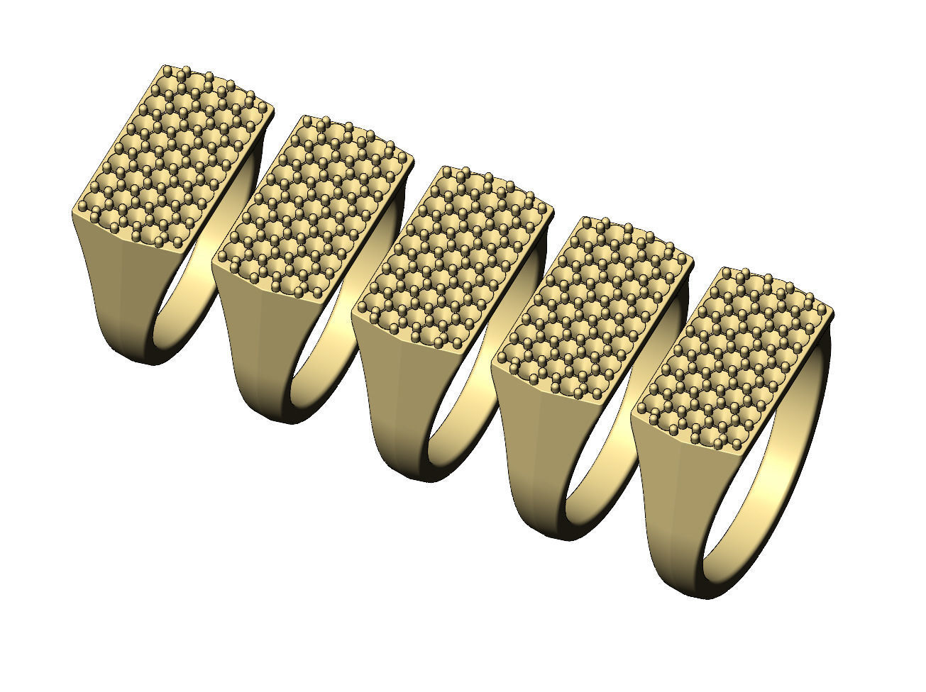 Iced diamond rectangular tapered shank ring US sizes 7to11 3D print model_5