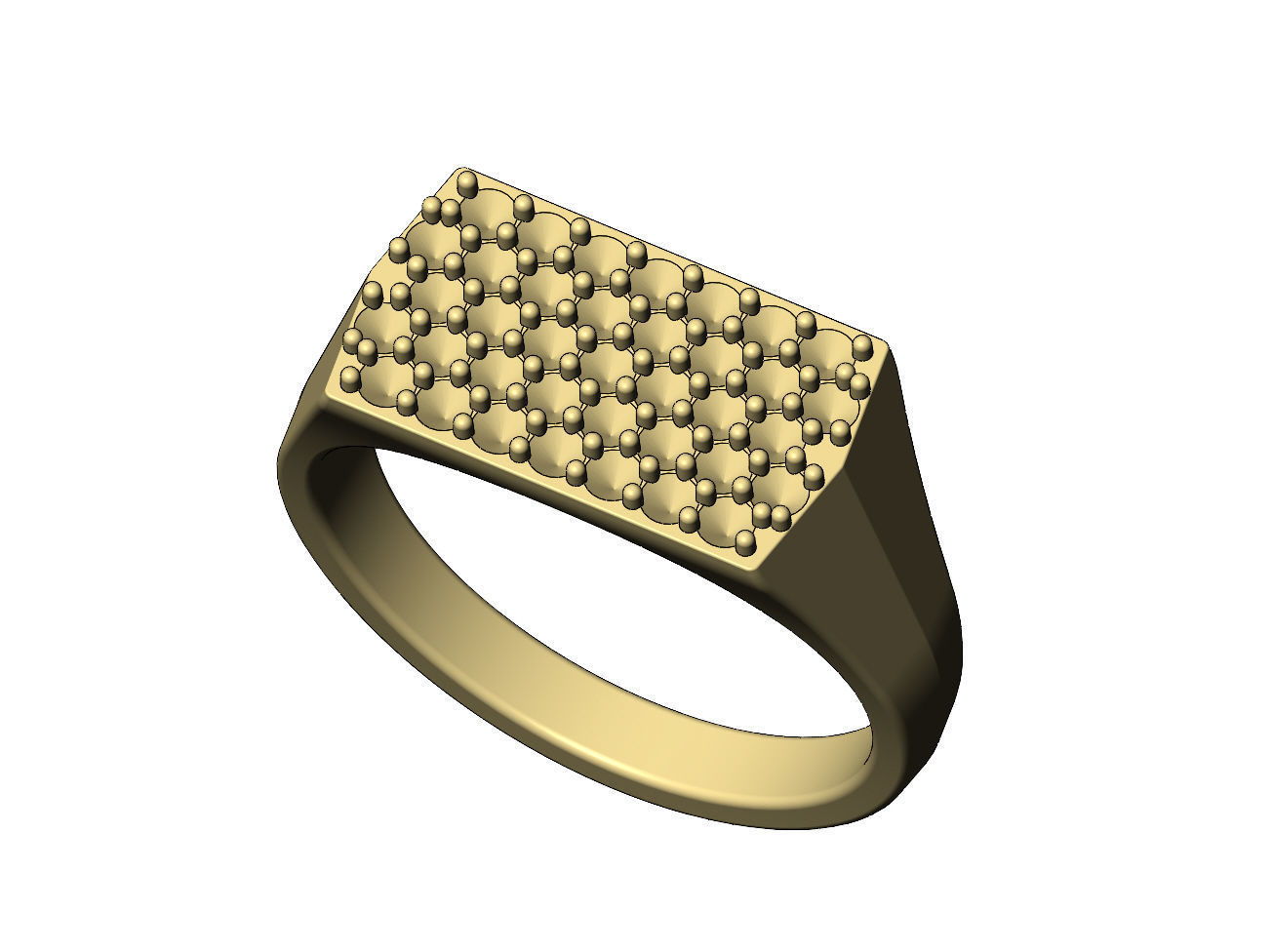 Iced diamond rectangular tapered shank ring US sizes 7to11 3D print model_6