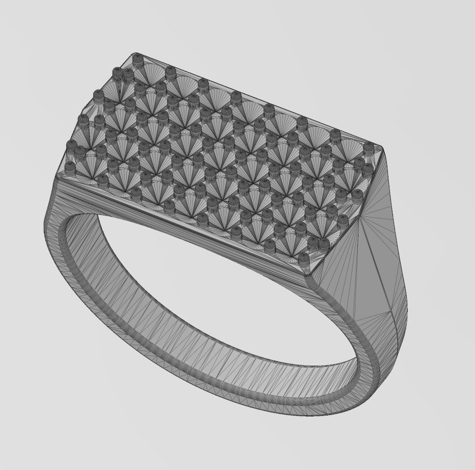 Iced diamond rectangular tapered shank ring US sizes 7to11 3D print model_14