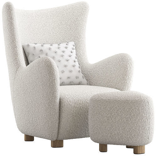 CB2 Bozzi Chair and Ottoman 3D model
