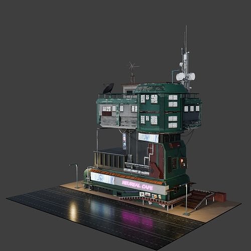 A SCIFI game ready 3D House Low-poly 3D model
