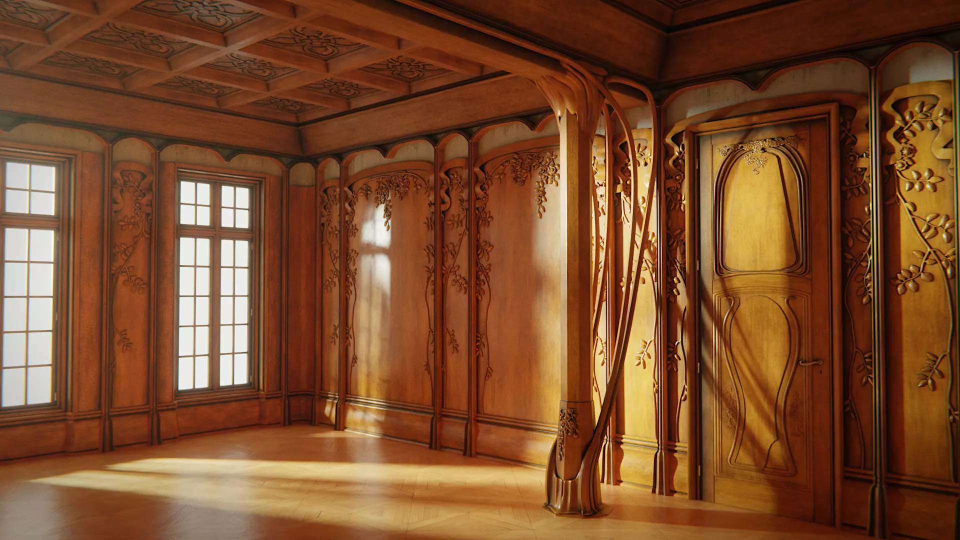 Art Nouveau fountain interior room 3D model