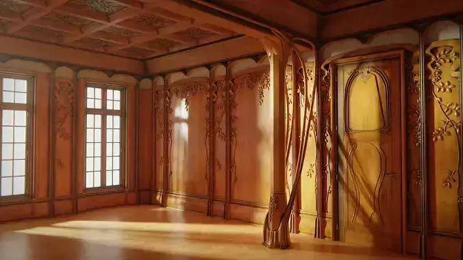 Art Nouveau fountain interior room