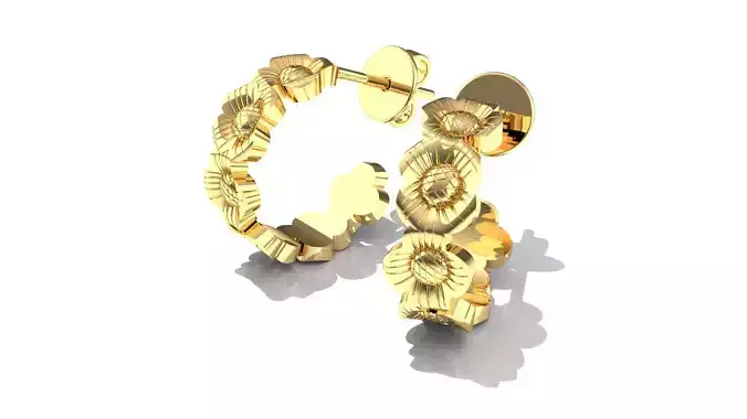 Flower Hoops Earring