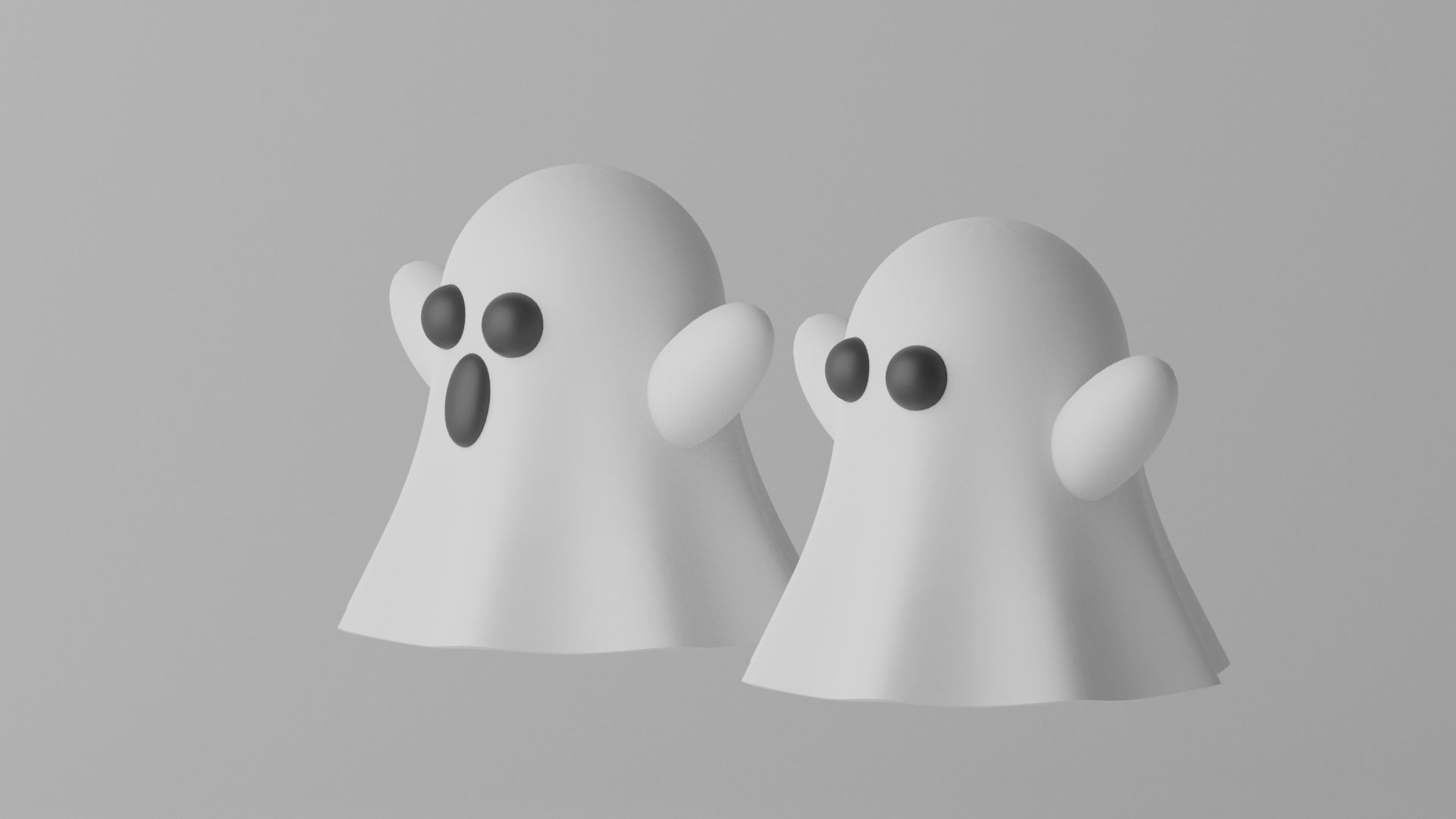 Cartoon Cute Ghost 3D model_2