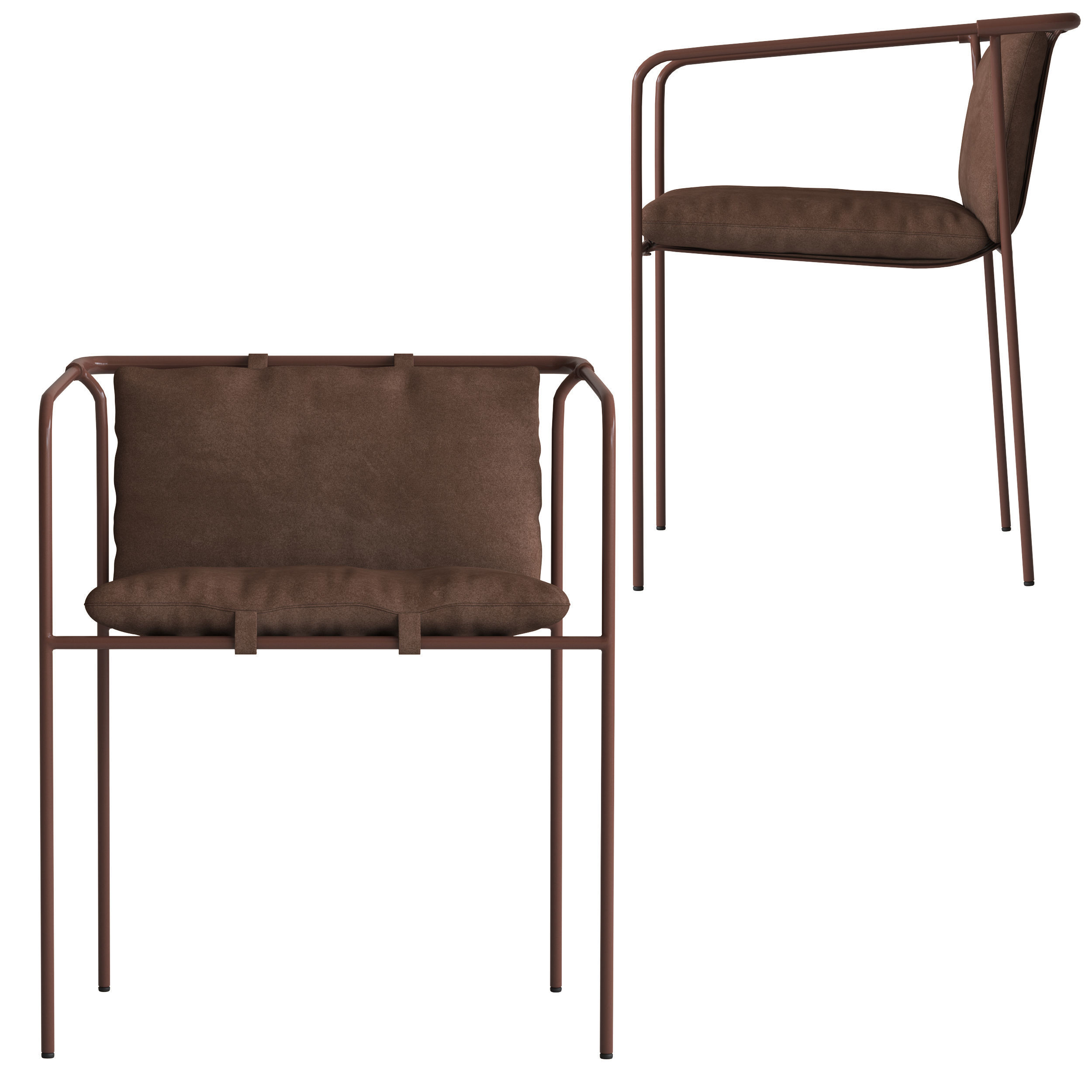 CB2 Navene Bronze Dining Chair 3D model_1