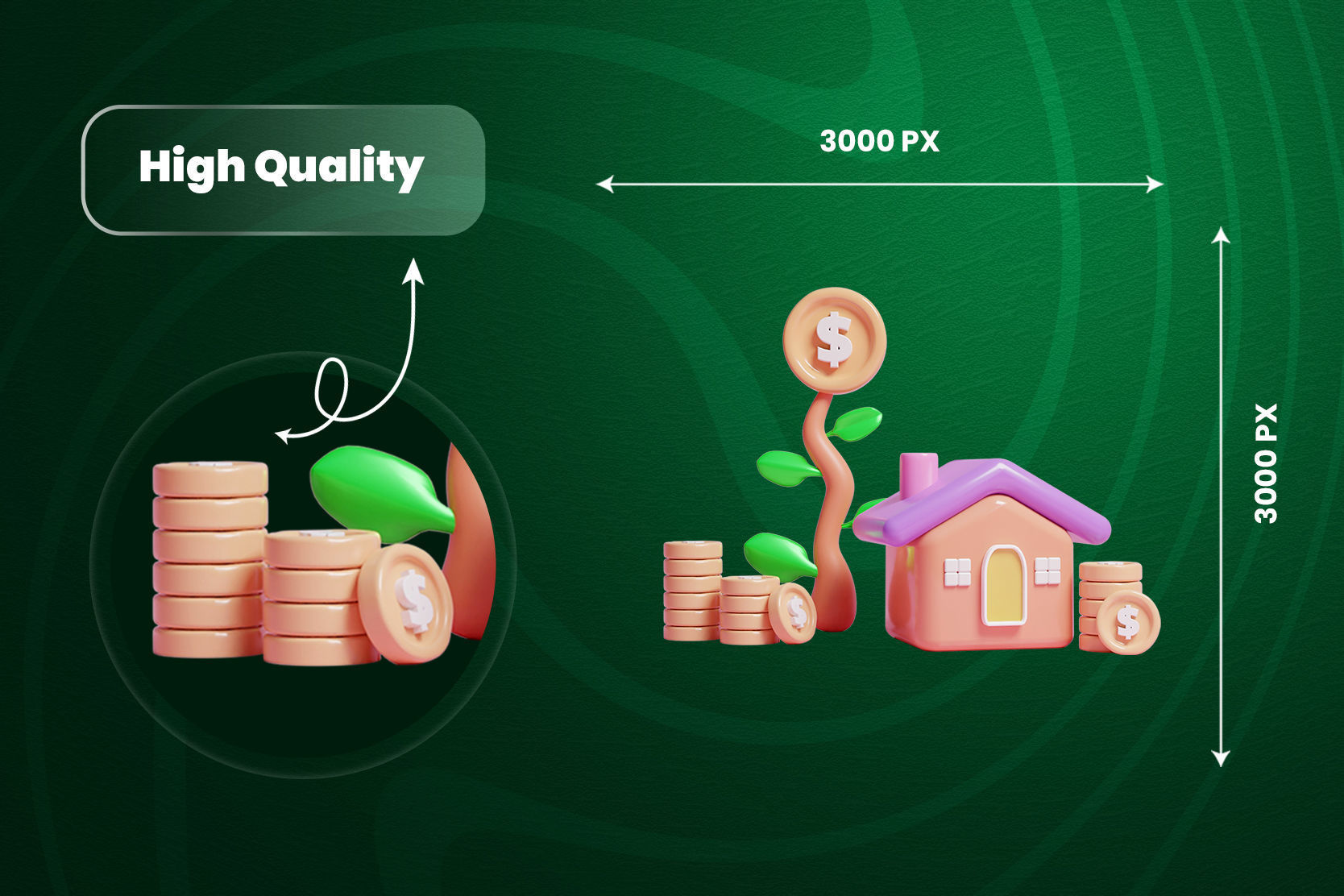 Business Growth 3d Illustration Icon Pack 3D model_4