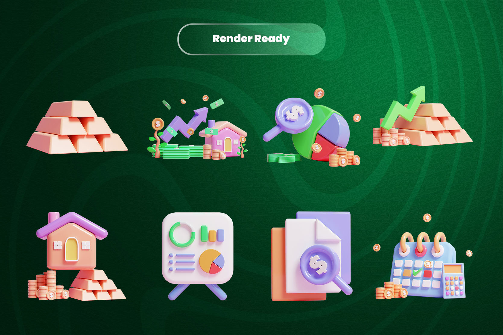 Business Growth 3d Illustration Icon Pack 3D model_1