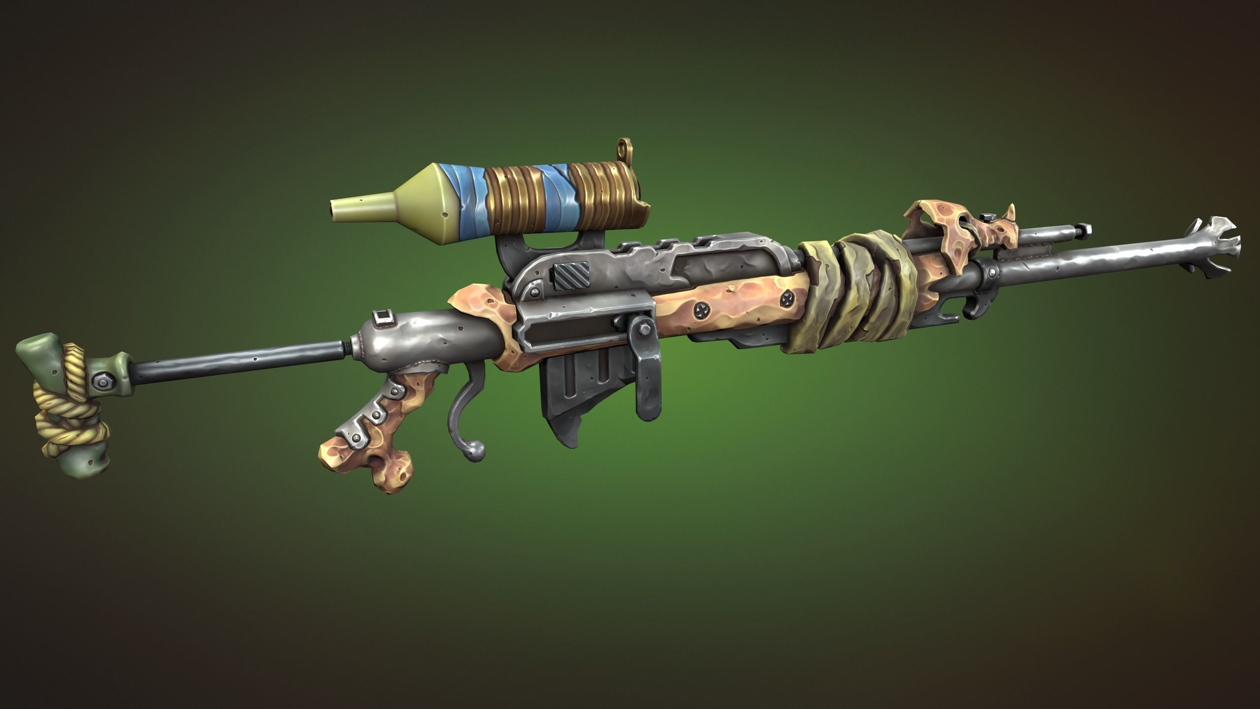 Desert sniper rifle Low-poly 3D model_9