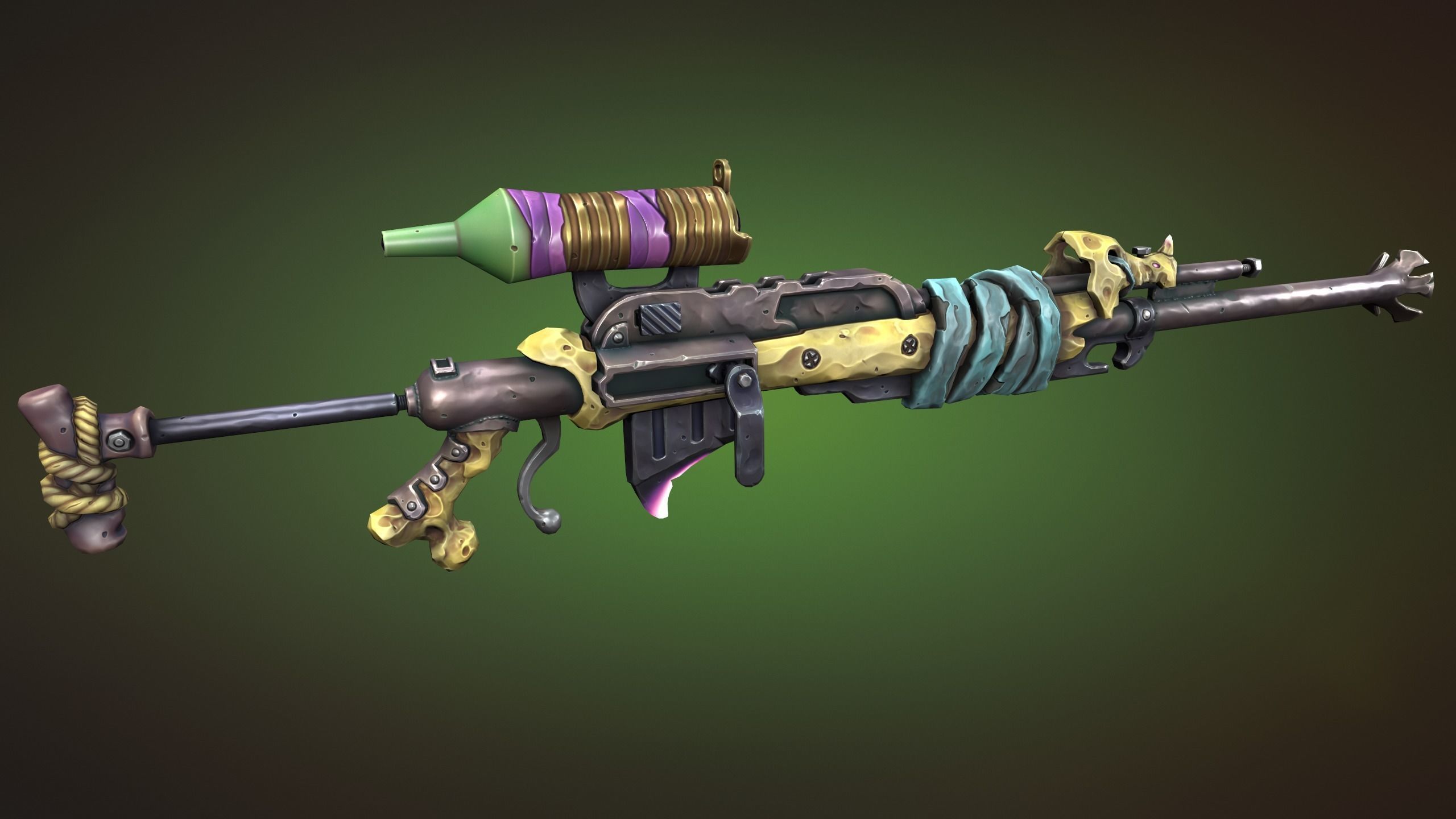 Desert sniper rifle Low-poly 3D model_5