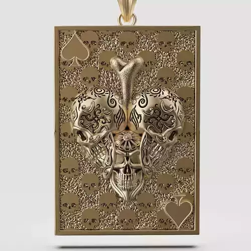 Pikes Spades playing card skull 3d pendant printable jewelry