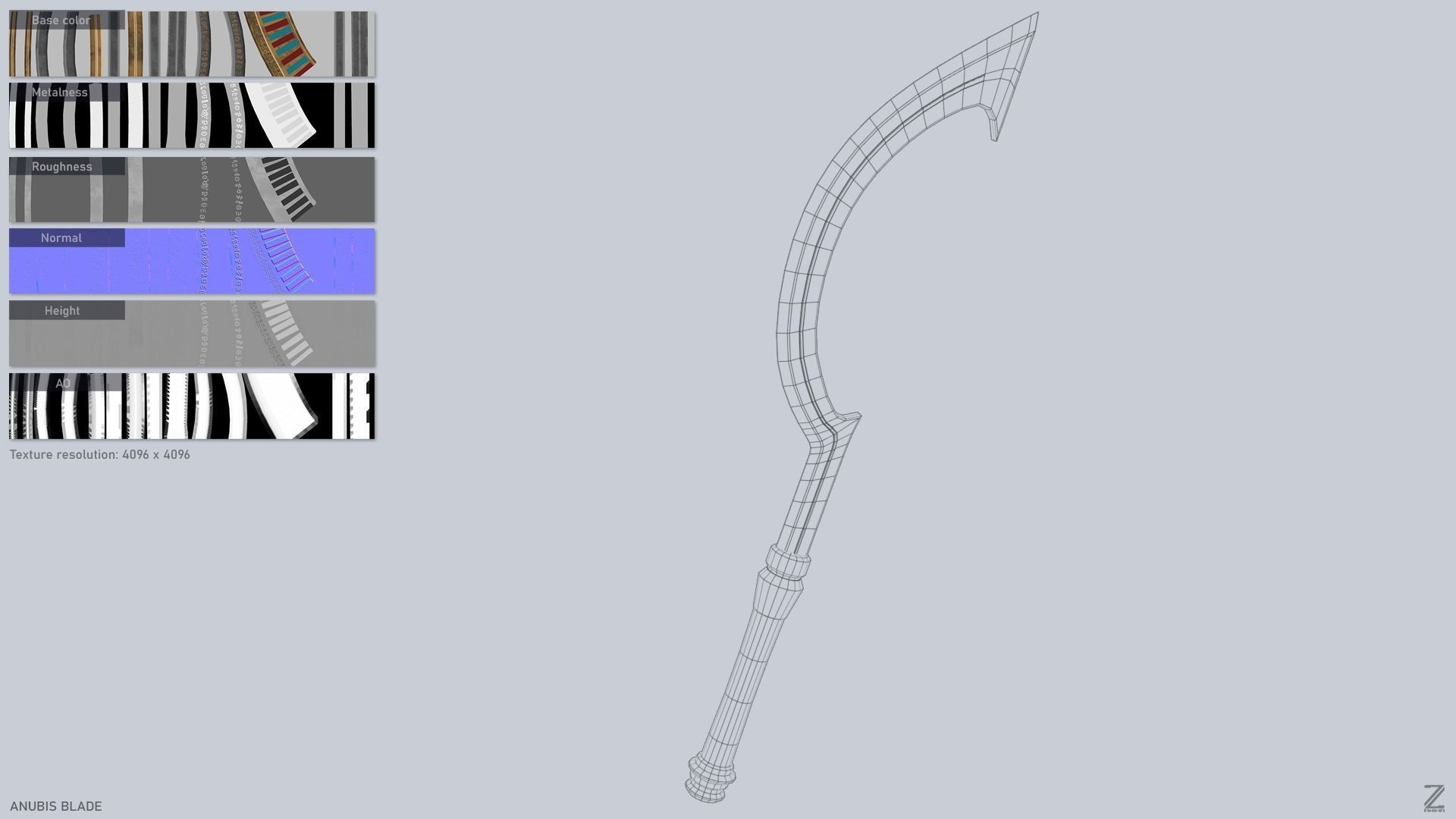 Anubis blade Low-poly 3D model_3