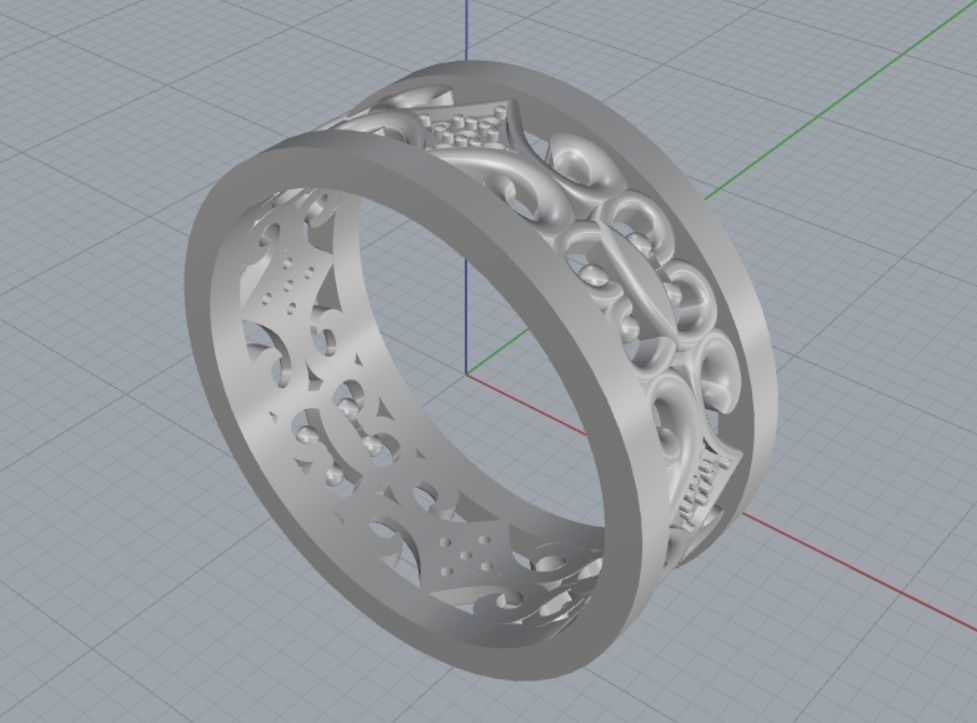 wedding ring with stones 3D print model_10