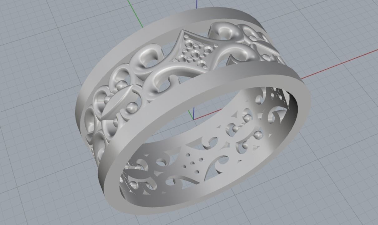 wedding ring with stones 3D print model_8