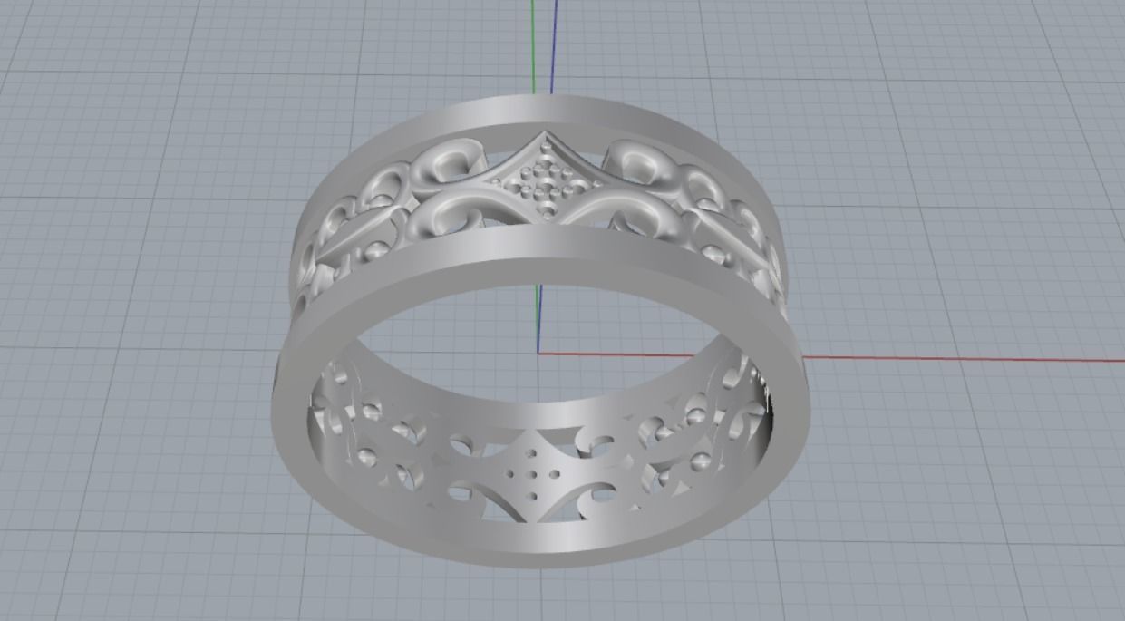 wedding ring with stones 3D print model_9